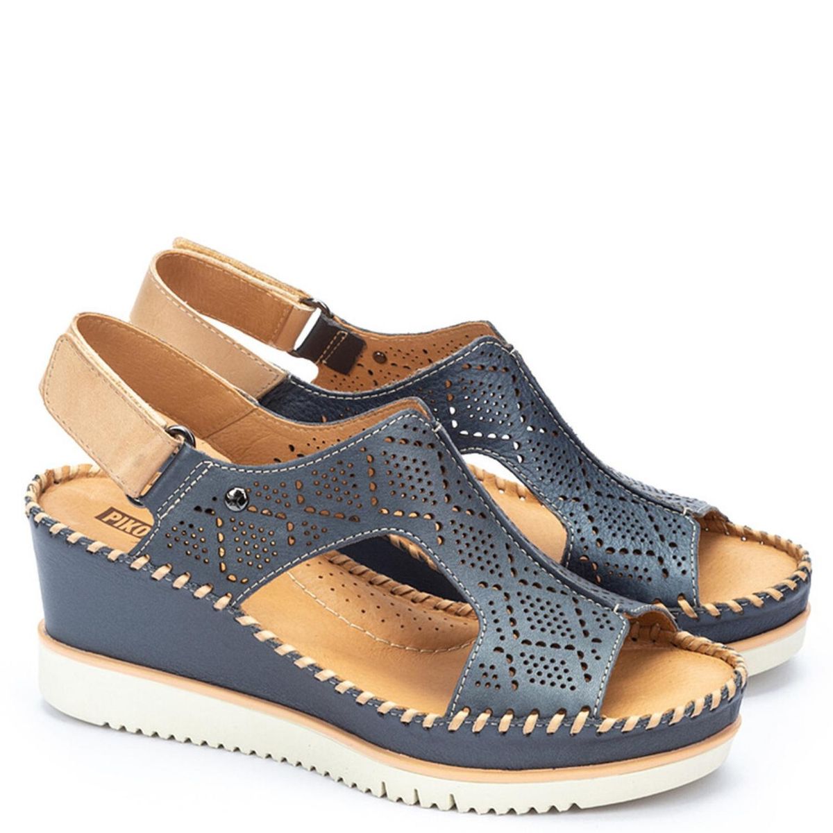 PIKOLINOS - Sandalia Mujer Cuero Azul Pikolinos