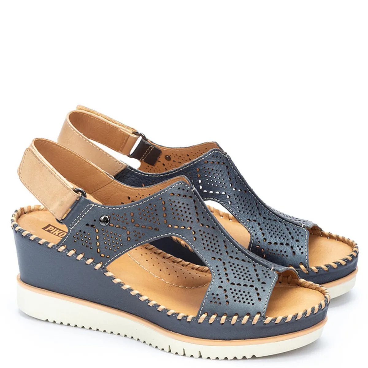 PIKOLINOS - Sandalia Mujer Cuero Azul Pikolinos