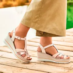 PIKOLINOS - Sandalia Mujer Cuero Beige