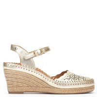 Sandalias Mujer Cuero Dorado