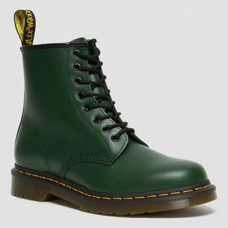 DR MARTENS - Botín Mujer Cuero Verde Dr Martens