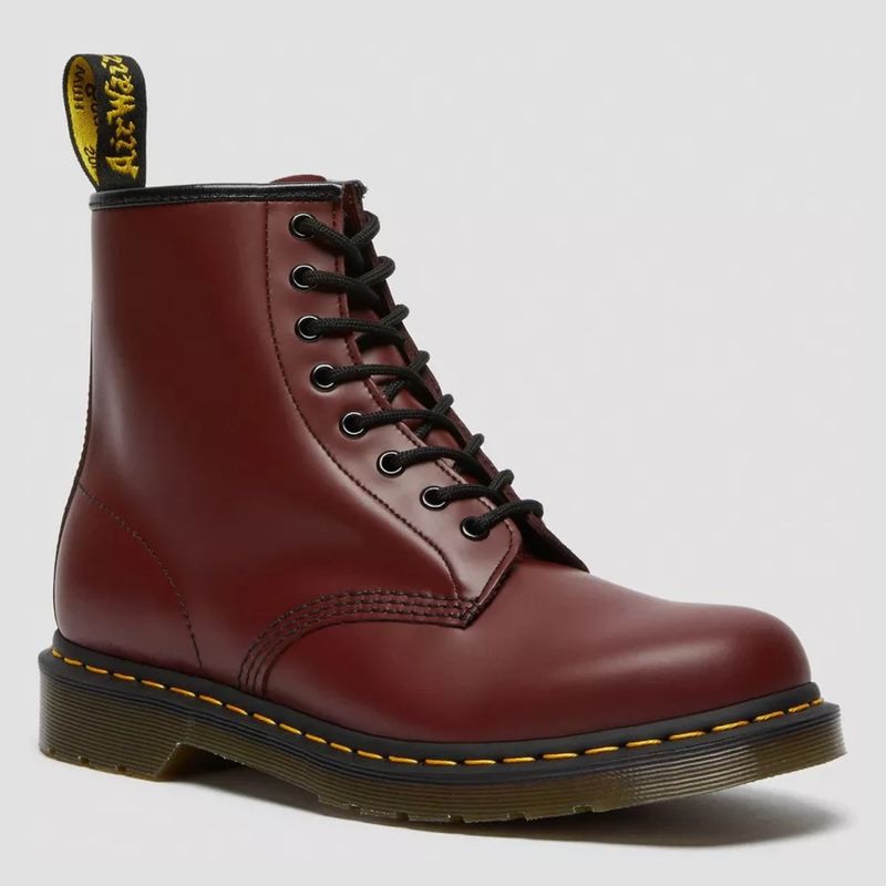 DR MARTENS - Botín Mujer Cuero Rojo Dr Martens