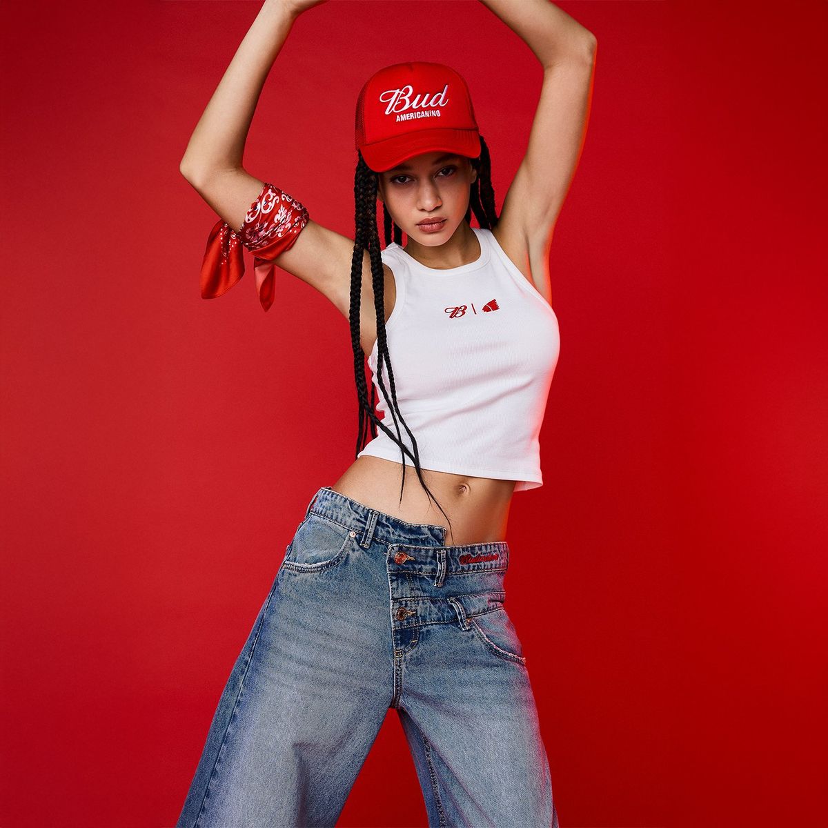 AMERICANINO - Jeans Wide Leg Tiro Medio Mujer Americanino por Budweiser