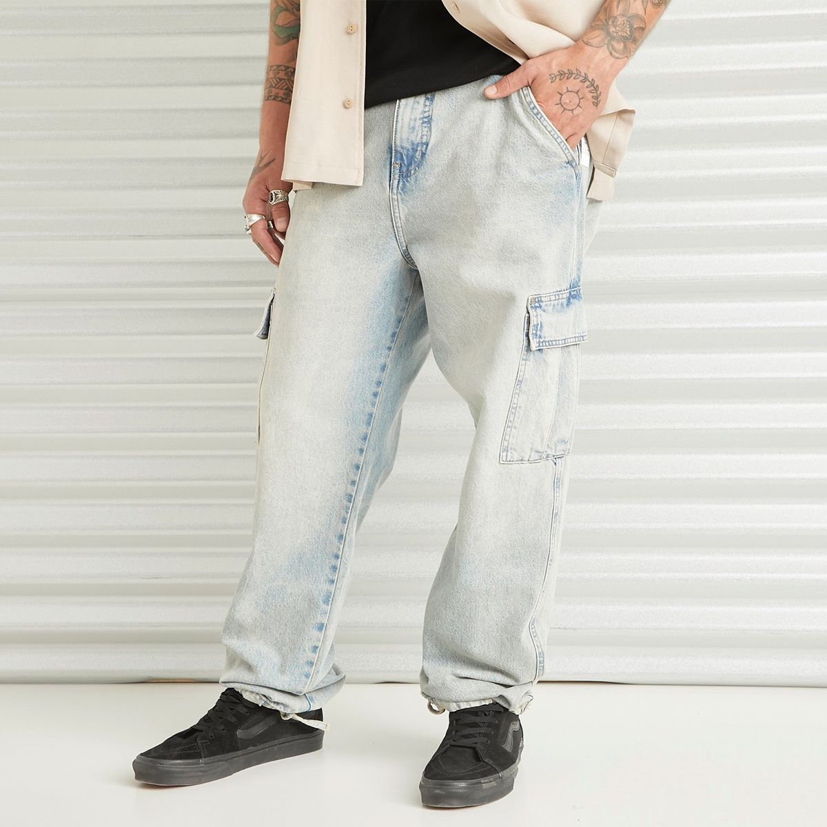 AMERICANINO - Jeans Cargo Budweiser Loose Fit Hombre Americanino