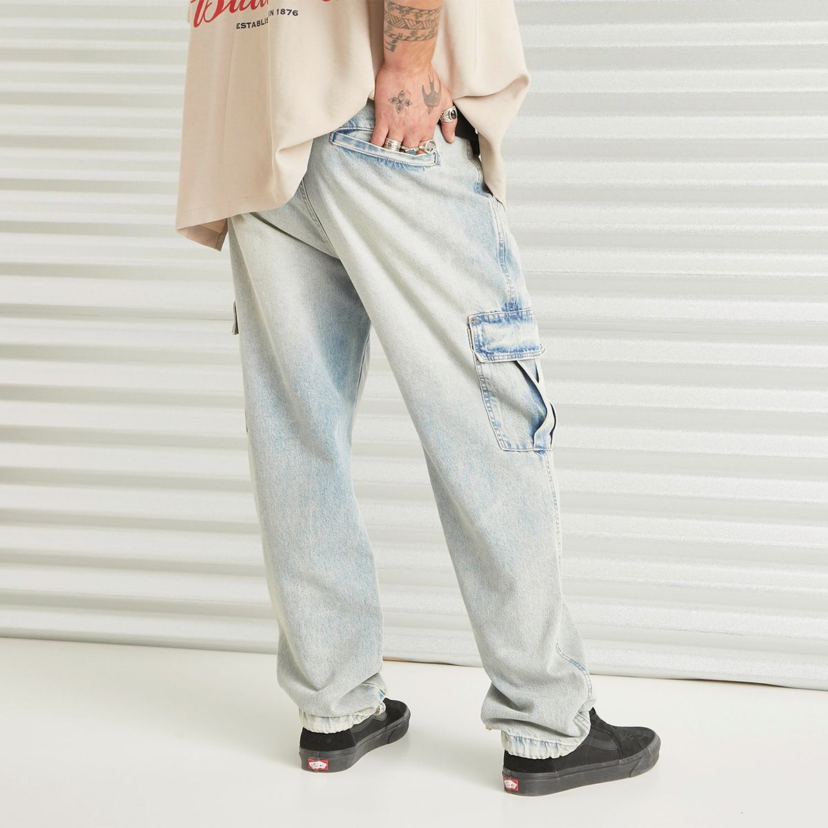 AMERICANINO - Jeans Cargo Budweiser Loose Fit Hombre Americanino