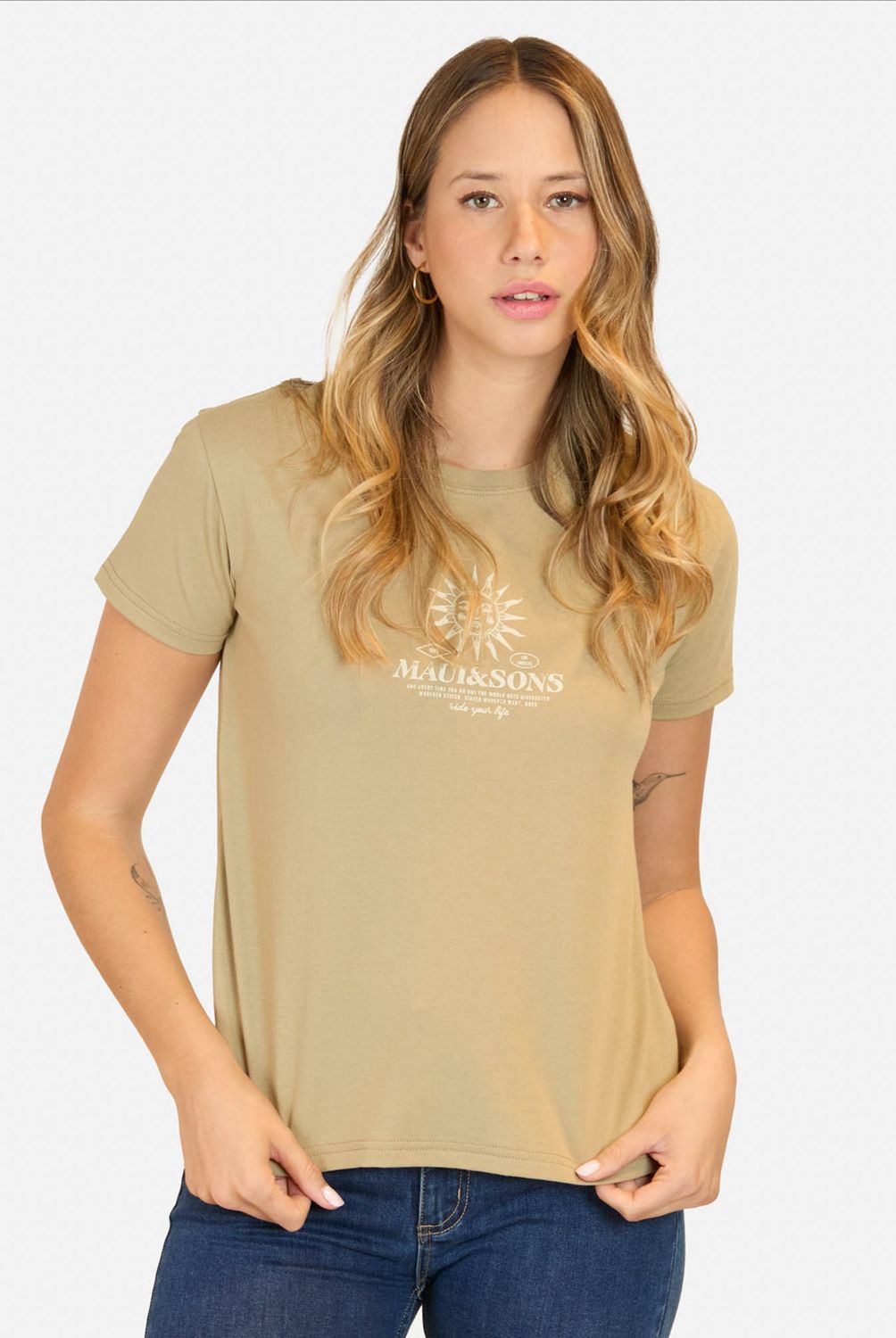 MAUI AND SONS - Polera Manga Corta Algodón Mujer Maui