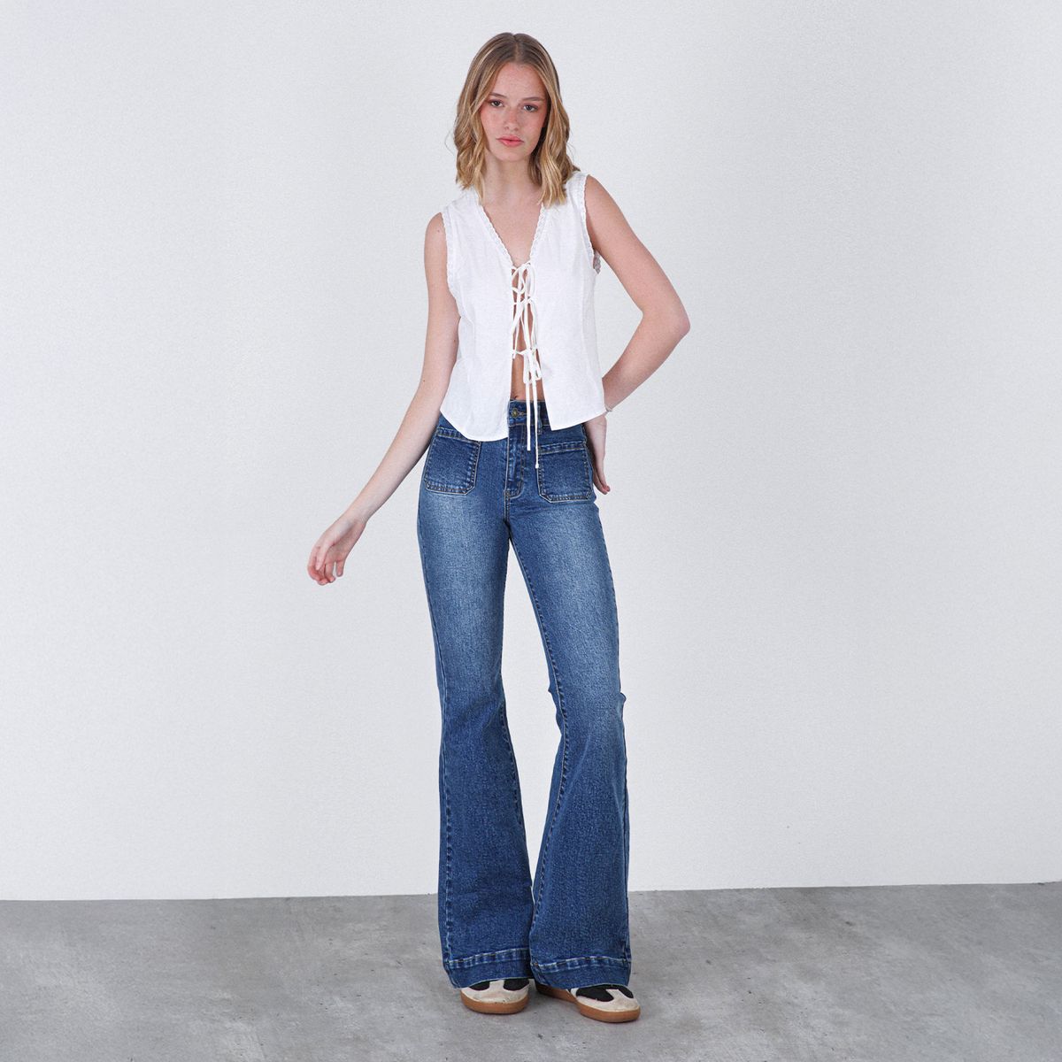 RAINDOOR - Jeans Flare Tiro Alto Mujer Raindoor