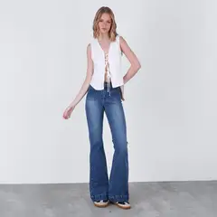 RAINDOOR - Jeans Flare Tiro Alto Mujer