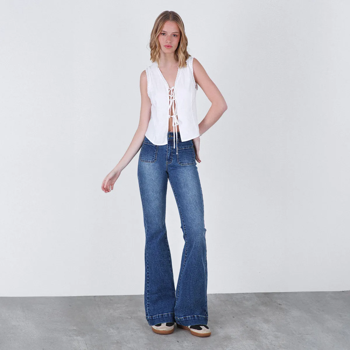RAINDOOR - Jeans Flare Tiro Alto Mujer Raindoor