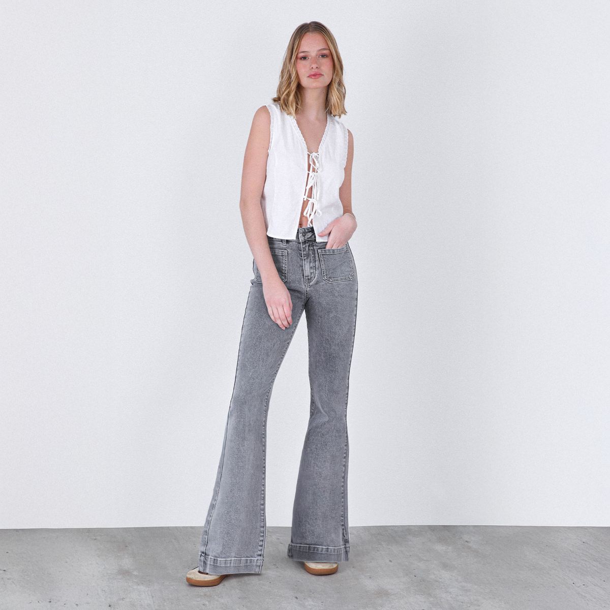 RAINDOOR - Jeans Flare Tiro Alto Mujer Raindoor