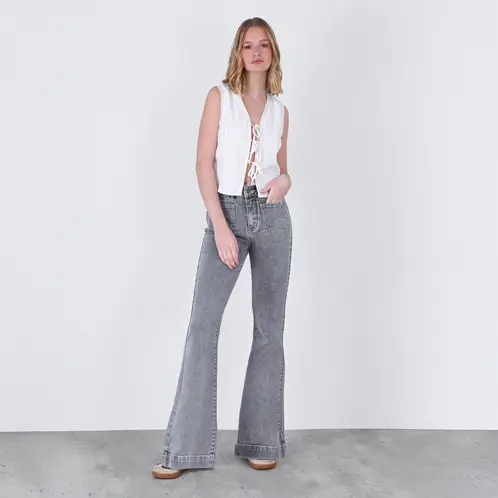 RAINDOOR - Jeans Flare Tiro Alto Mujer