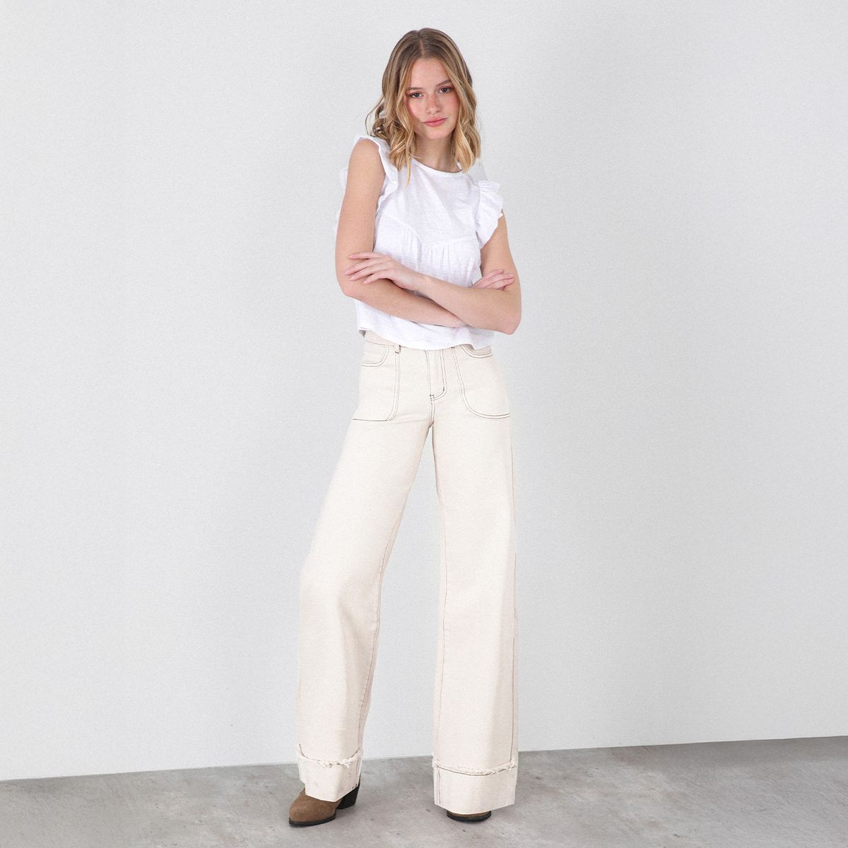 RAINDOOR - Pantalón Straight Tiro Alto Mujer Raindoor