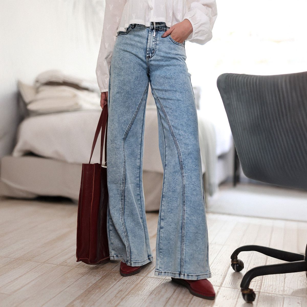 RAINDOOR - Pantalón Wide Leg Tiro Alto Mujer Raindoor