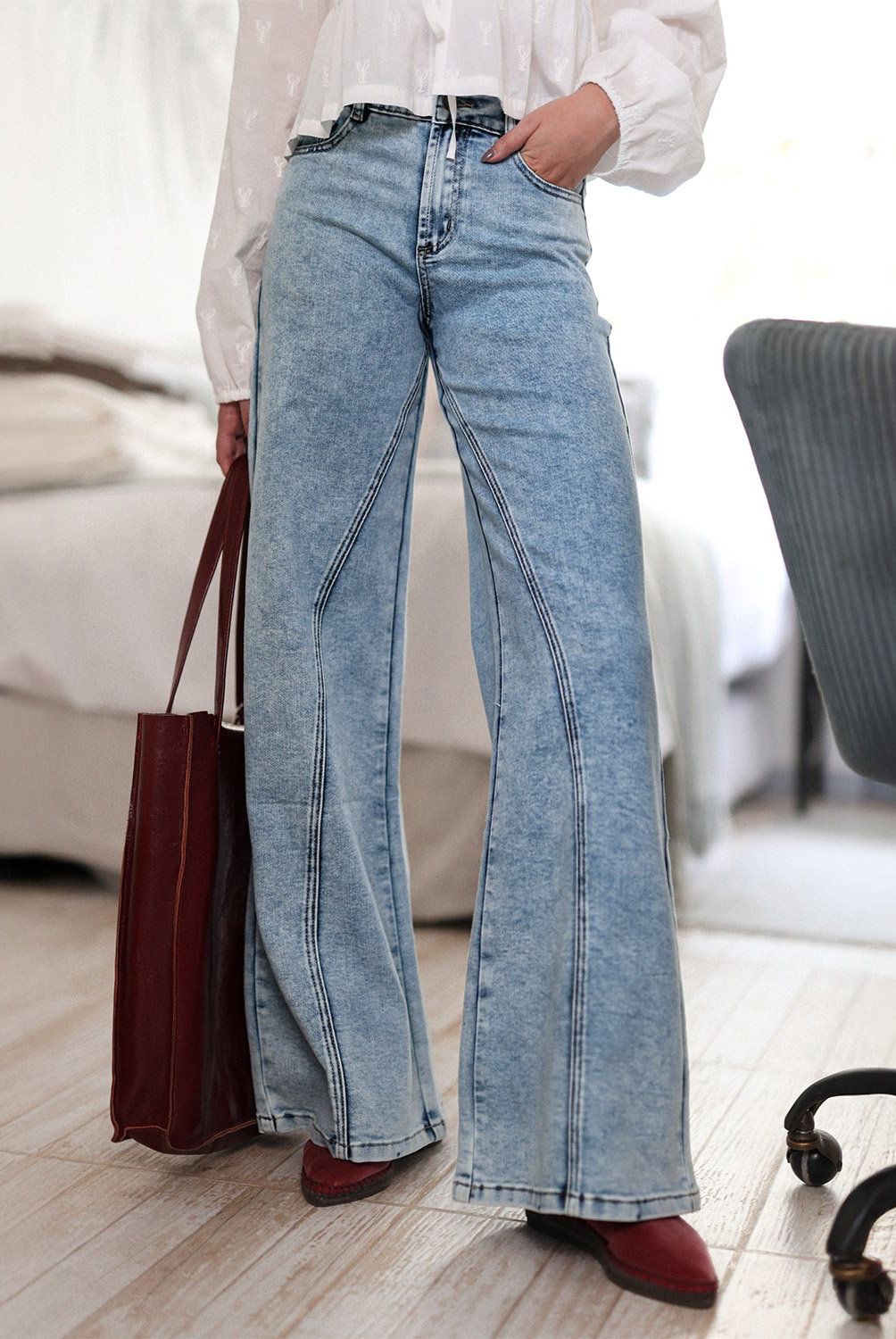 RAINDOOR - Pantalón Wide Leg Tiro Alto Mujer Raindoor