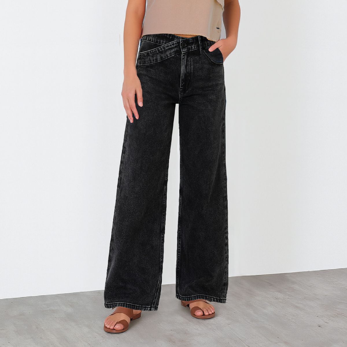 RAINDOOR - Jeans Wide Leg Tiro Alto Mujer Raindoor
