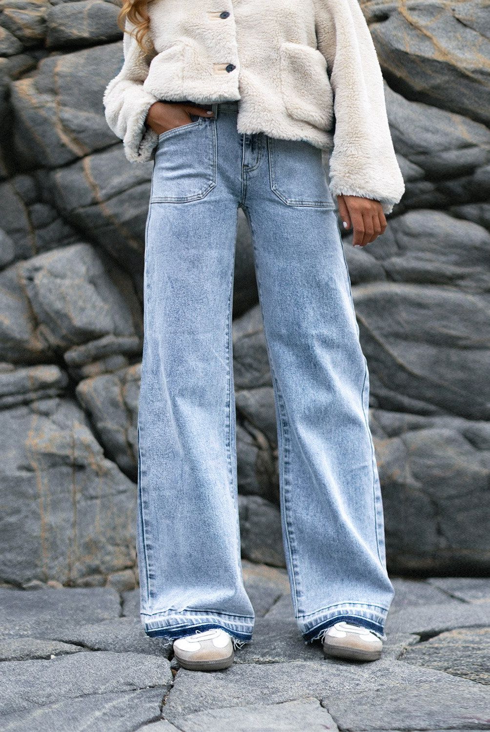 RAINDOOR - Pantalón Wide Leg Tiro Alto Mujer Raindoor