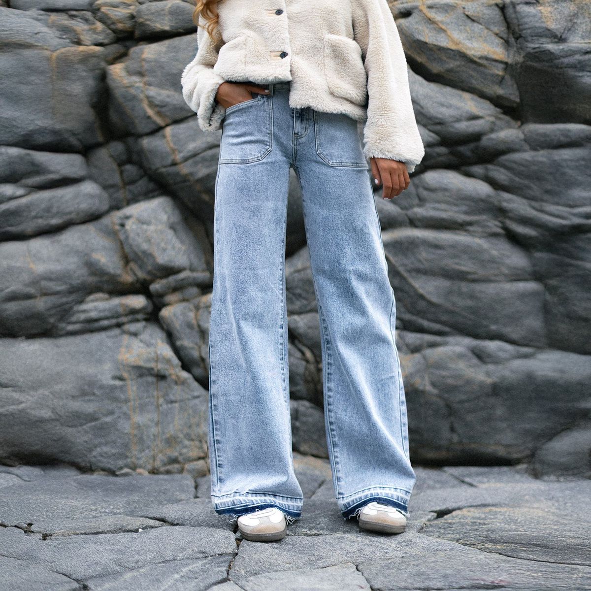 RAINDOOR - Pantalón Wide Leg Tiro Alto Mujer Raindoor