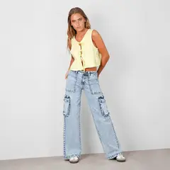 RAINDOOR - Pantalón Cargo Tiro Bajo Mujer