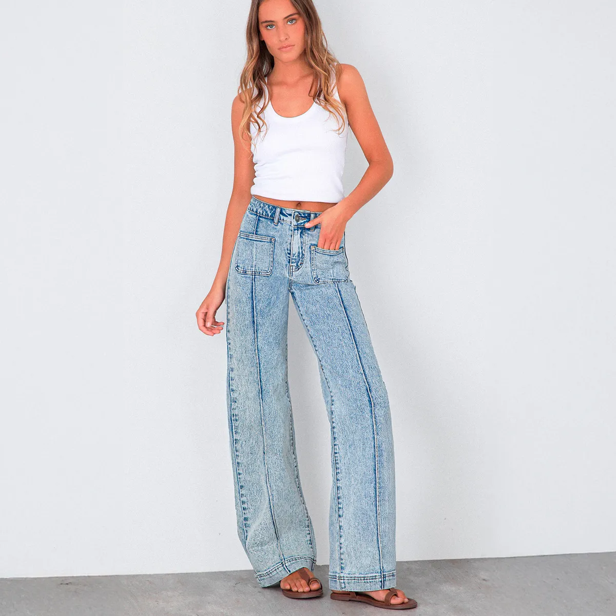 RAINDOOR - Pantalón Straight Tiro Alto Mujer Raindoor