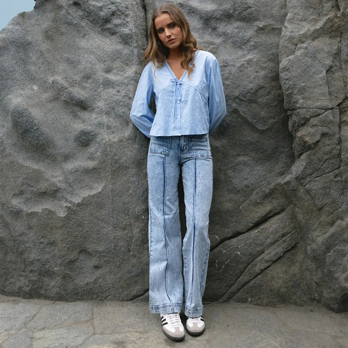 RAINDOOR - Pantalón Straight Tiro Alto Mujer Raindoor