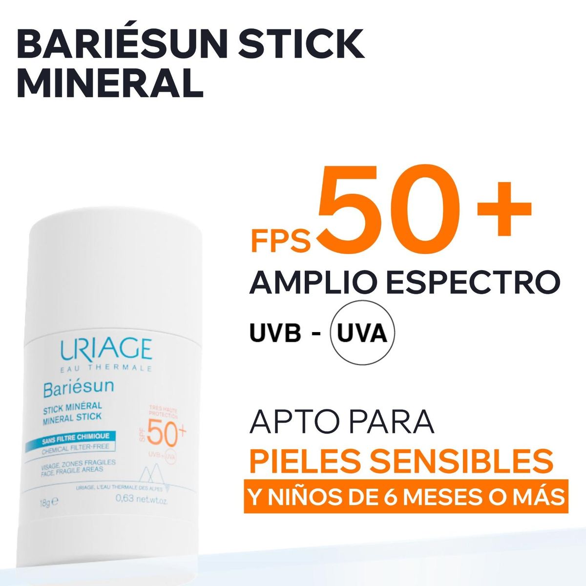 URIAGE - Protector Solar Stick Mineral SPF50+Bariésun 18g Uriage