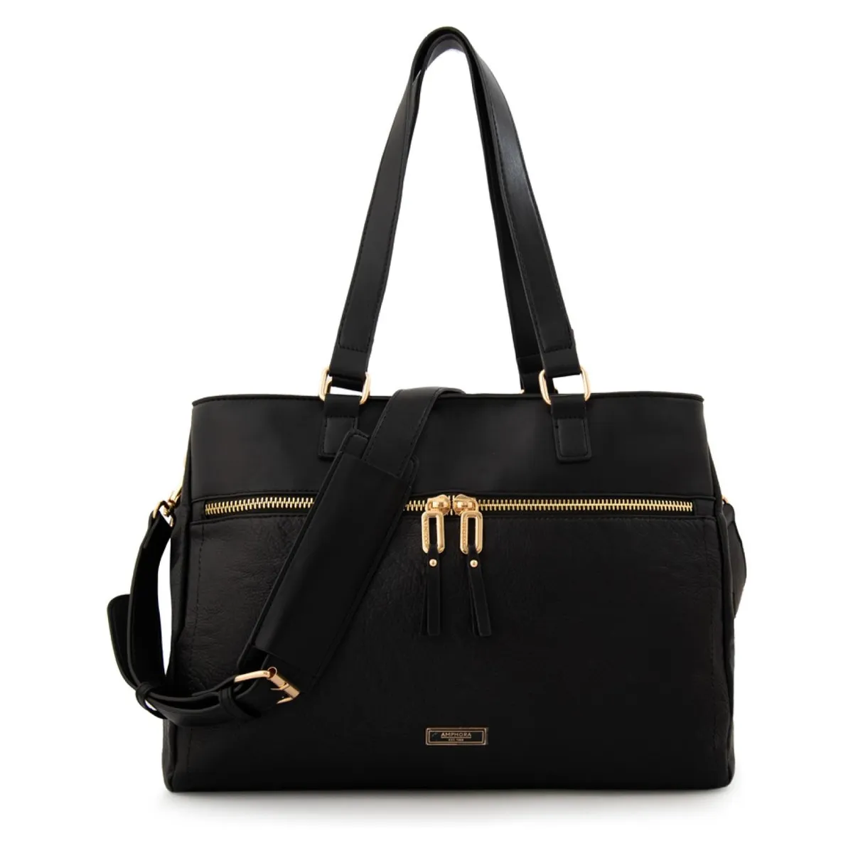 AMPHORA - Cartera Dos Asas Porta Notebook Grande Benin Negro Amphora