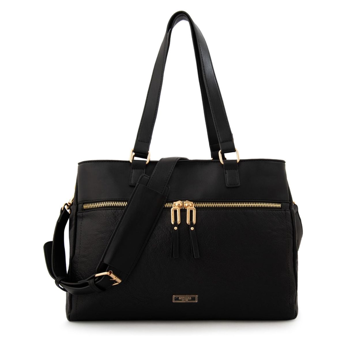 AMPHORA - Cartera Dos Asas Porta Notebook Grande Benin Negro Amphora