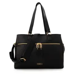 AMPHORA - Cartera Dos Asas Porta Notebook Grande Benin Negro