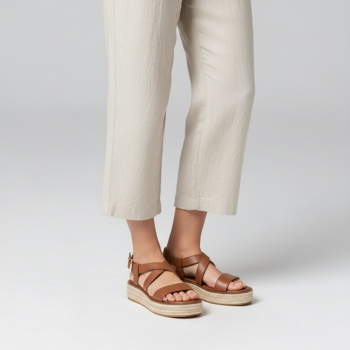 MICHAEL KORS - Sandalia Mujer Cuero Café Michael Kors