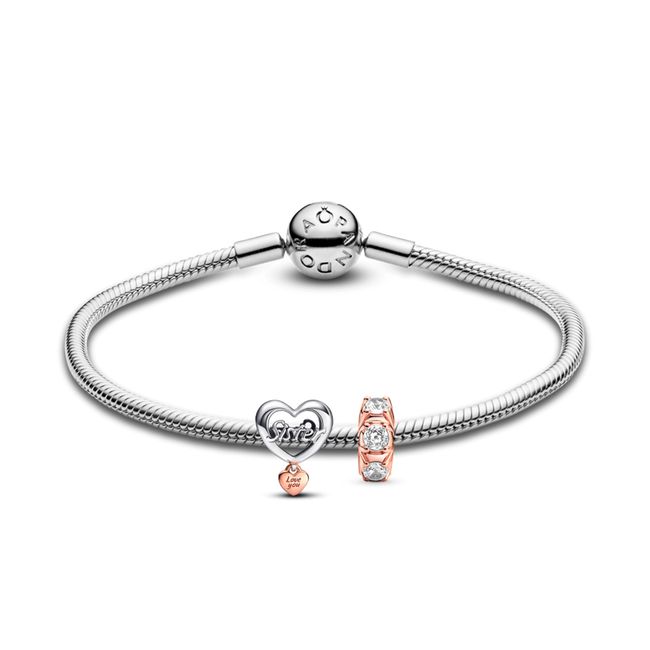 PANDORA - Brazalete Gift Set Charm Sister Y Clip  Mujer Pandora