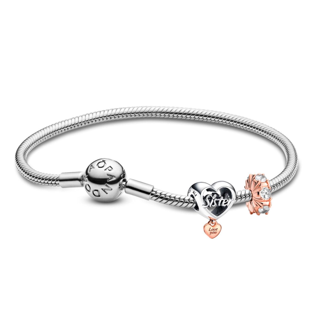 PANDORA - Brazalete Gift Set Charm Sister Y Clip  Mujer Pandora