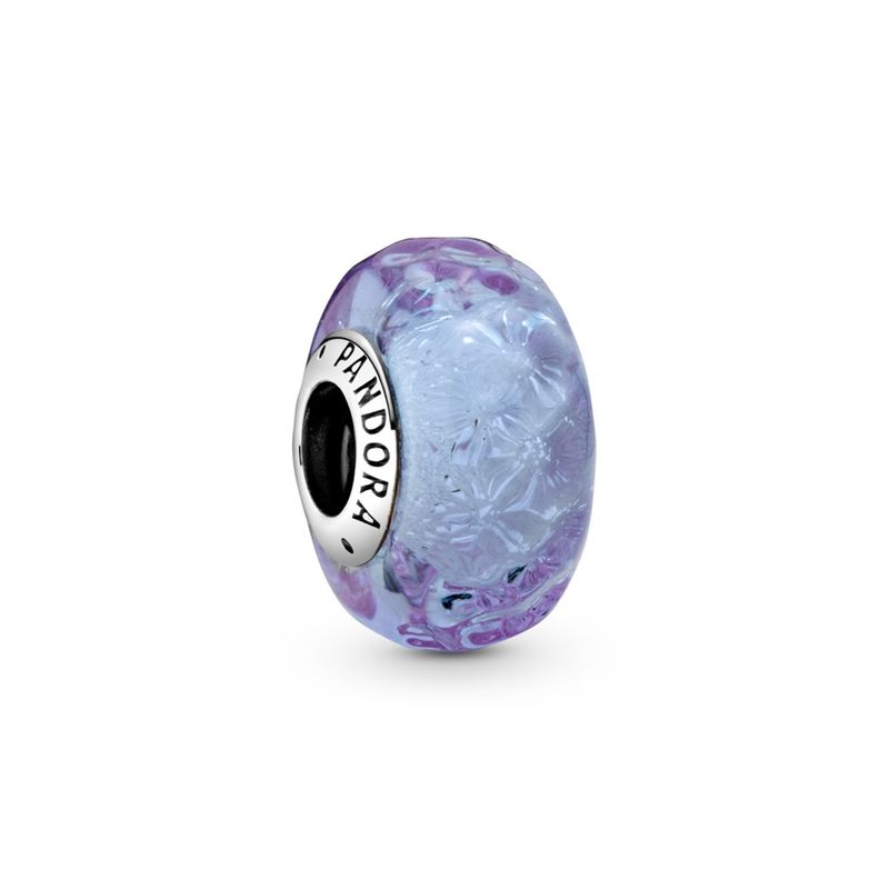 PANDORA - Charm De Cristal Murano Ondas Lavanda De Plata Mujer Pandora
