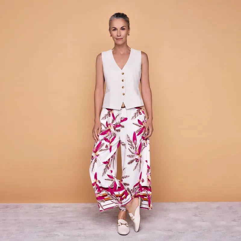 S COCCI - Pantalón Tiro Alto Lino Mujer S.Cocci
