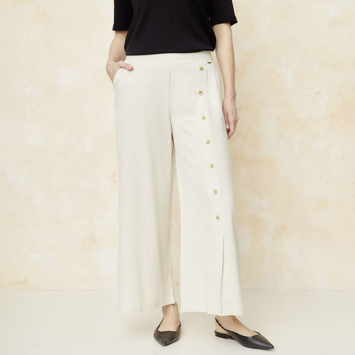 S COCCI - Pantalón Tiro Alto Lino Mujer S.Cocci