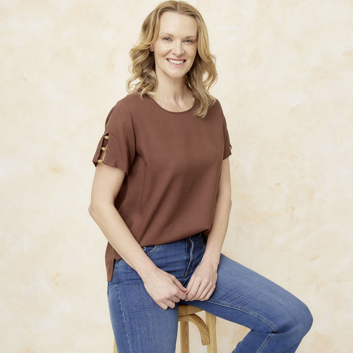 S COCCI - Blusa Mujer Manga Corta Lino S.Cocci