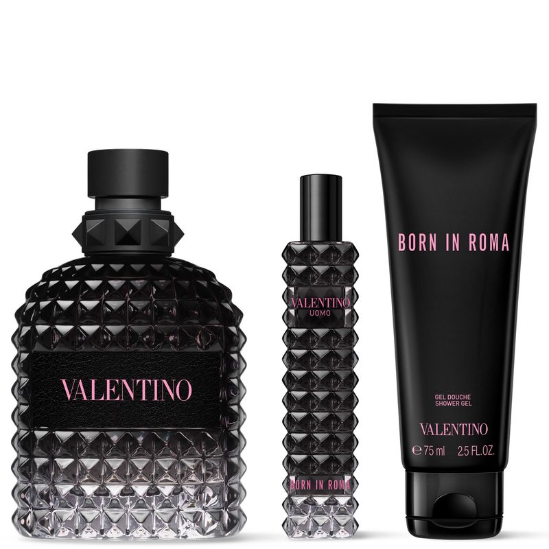 VALENTINO - Set Perfume Hombre Born in Roma Uomo Eau de Toilette 100ml + 15ml + Gel de Ducha 75ml Valentino