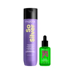 MATRIX - Set Shampoo Matizador Violeta So Silver 300 ml + Aceite hidratante Food For Soft 50ml