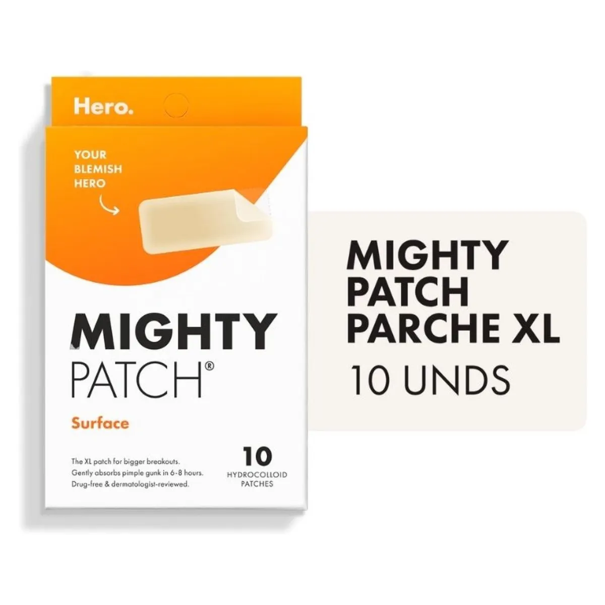 HERO - Parche Acné Hidrocoloide Mighty Patch Surface Hero 10 Unidades