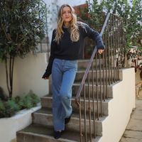 Jeans Straight Tiro Alto Mujer