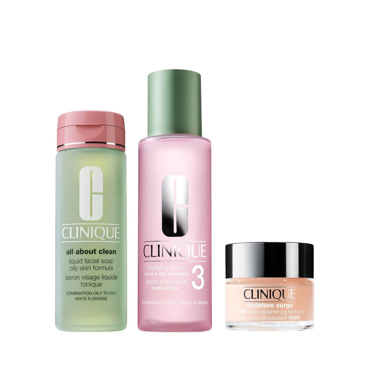 CLINIQUE - Set De 3 Pasos Mixta Grasa: Jabón, Loción Y Crema Hidratante Clinique