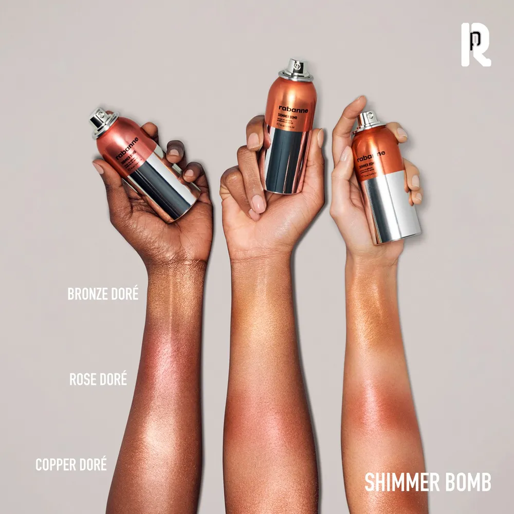 Rabanne Shimmer Bomb Spray-On Glitters Rose Dore, foto 6
