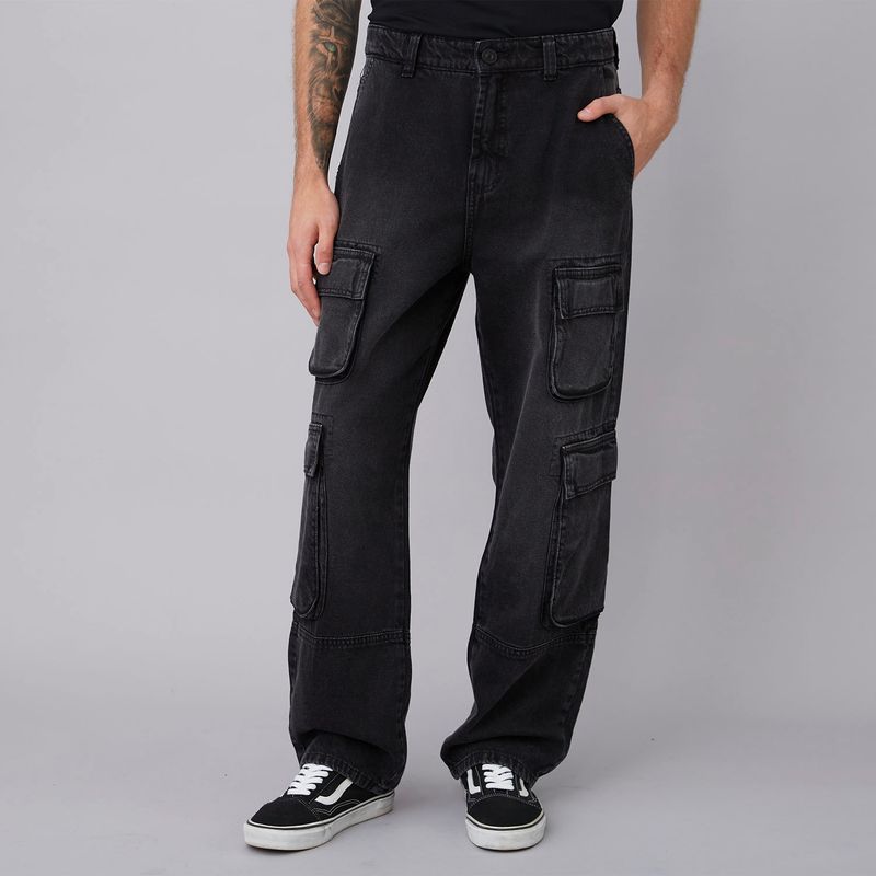 AMERICANINO - Jeans Baggy Cargo Corte Pierna Hombre Americanino