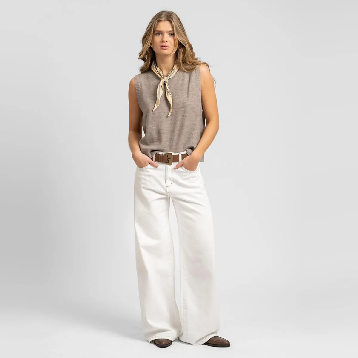 LOLITA LPK - Jeans Wide Leg Tiro Alto Josefa Blanco Mujer Lolita LPK