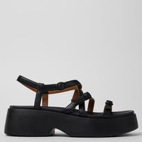 Sandalia Mujer Cuero Negro