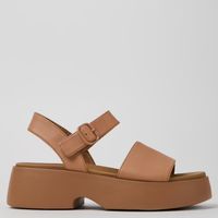 Sandalia Mujer Cuero Beige