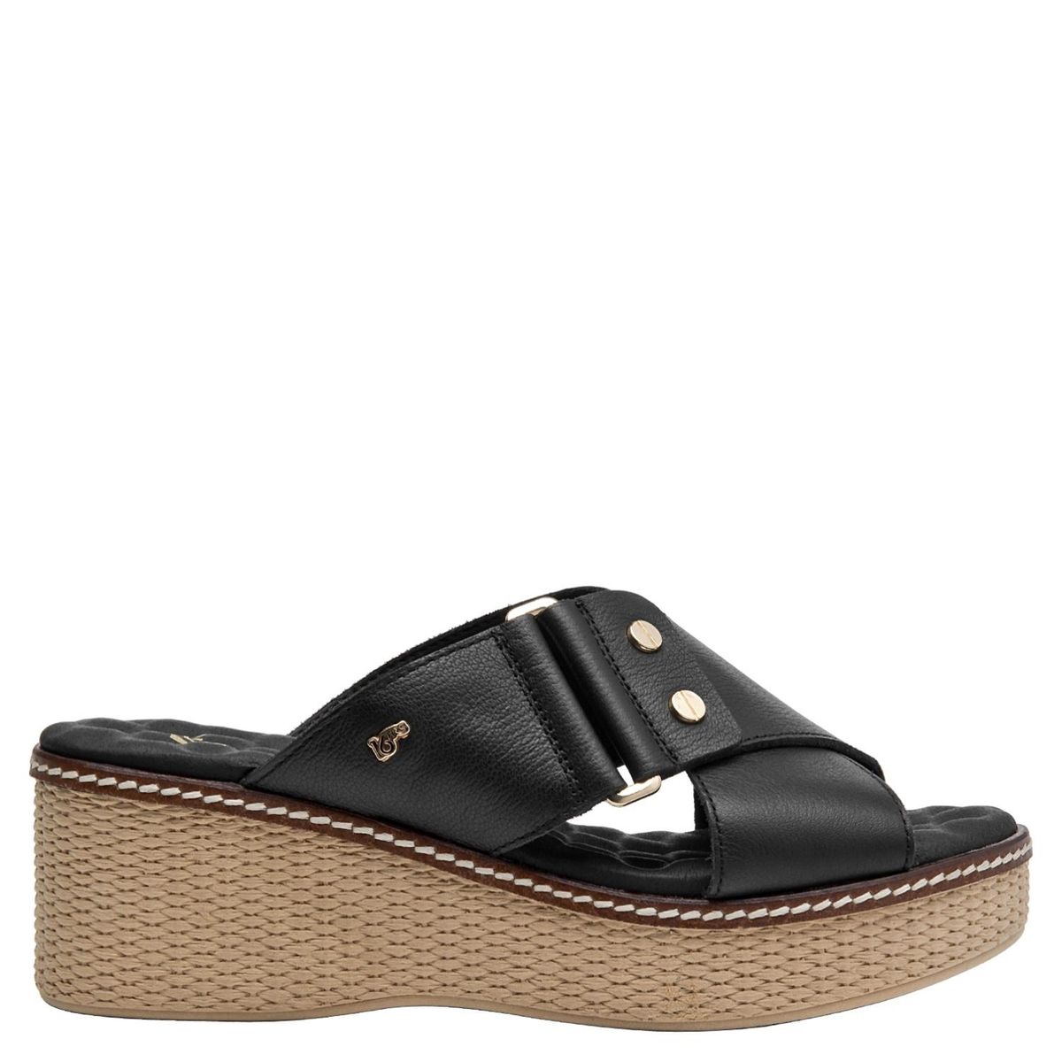 16 HRS - Sandalia Mujer Cuero Negro 16 Hrs