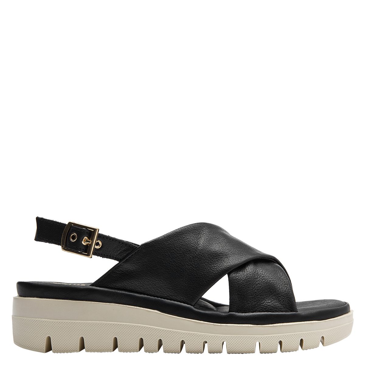 16 HRS - Sandalia Mujer Cuero Negro 16 Hrs