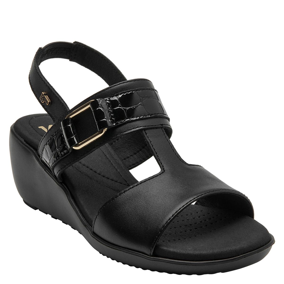 16 HRS - Sandalia Mujer Cuero Negro 16 Hrs