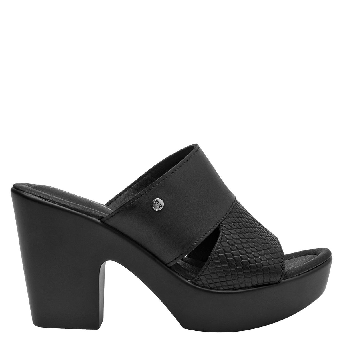 BRUNO ROSSI - Sandalia Mujer Cuero Negro Bruno Rossi