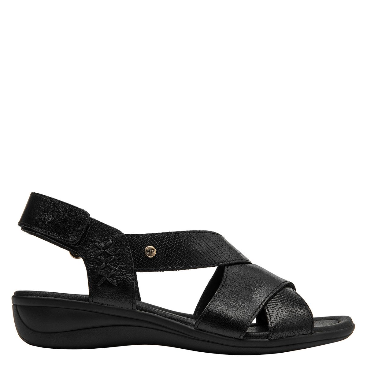 BRUNO ROSSI - Sandalia Mujer Cuero Negro Bruno Rossi